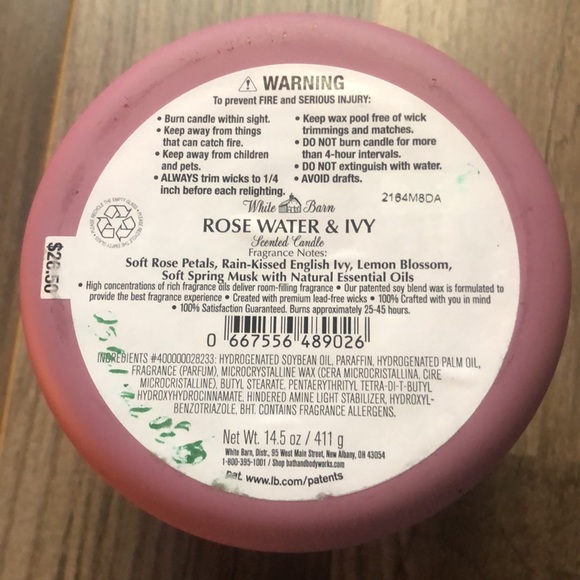 Rose Water & Ivy 3-Wick Candle - Picture 6 of 6